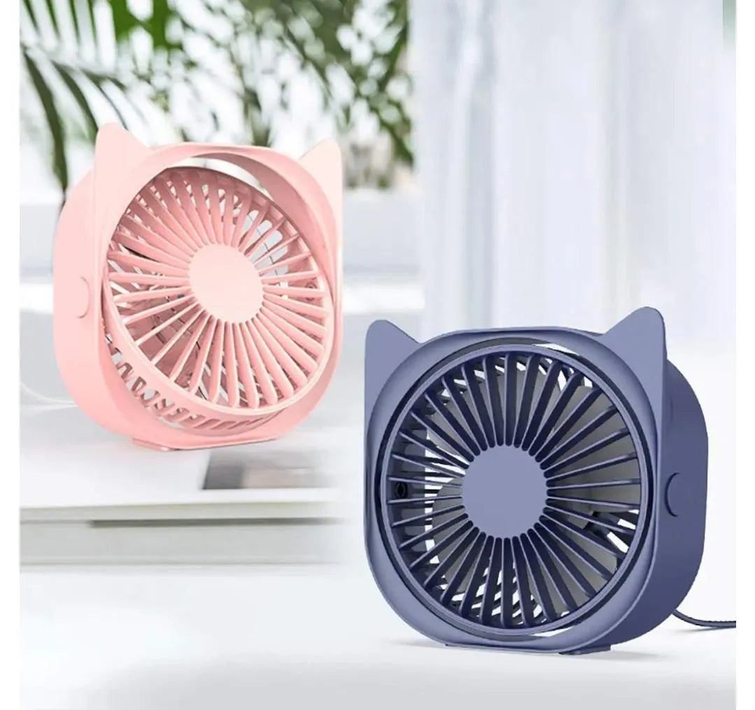 Portable Cat-Eye Desk Fan Pink Blue 2W My Store 2